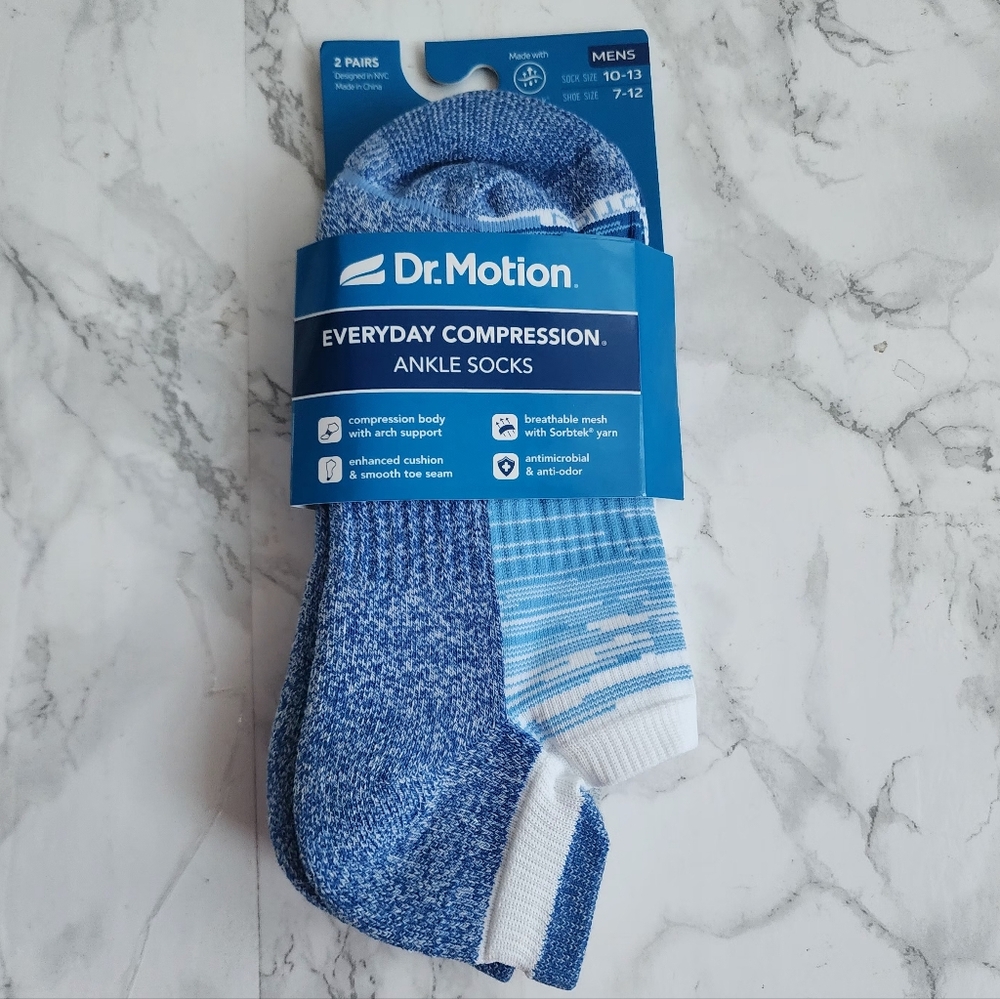 Dr. Motion Ankle Socks 2 Pairs Compression Socks Size Socks 10-13 Shoe 7-12